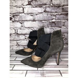 Vince Camuto Nigel Charcoal Gray Suede Elastic Pointed Toe Heels Women 9M US/39